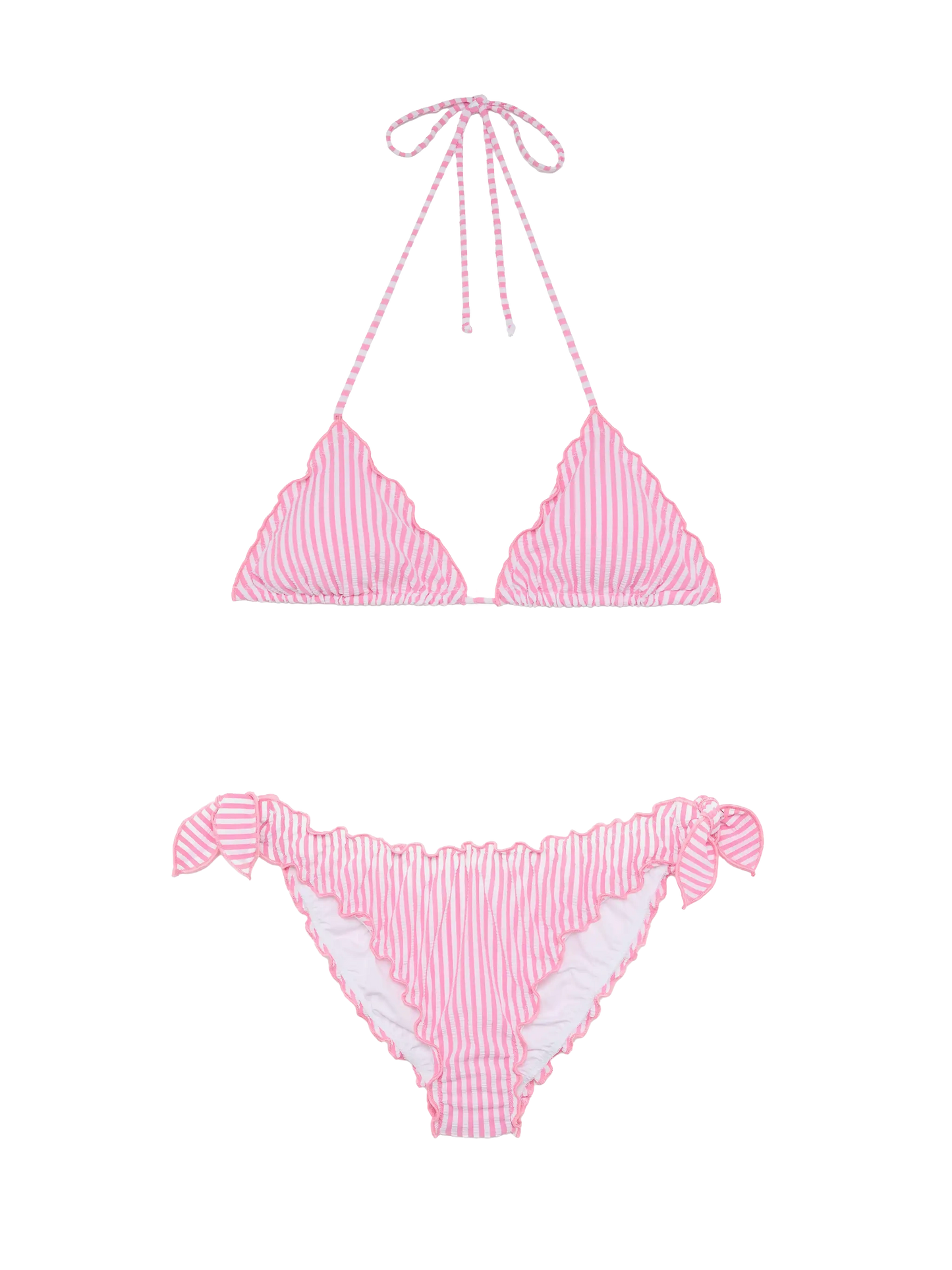 Klassischer Seersucker-Triangel-Bikini Sagittarius Moon mit Streifenprint