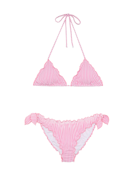 Klassischer Seersucker-Triangel-Bikini Sagittarius Moon mit Streifenprint