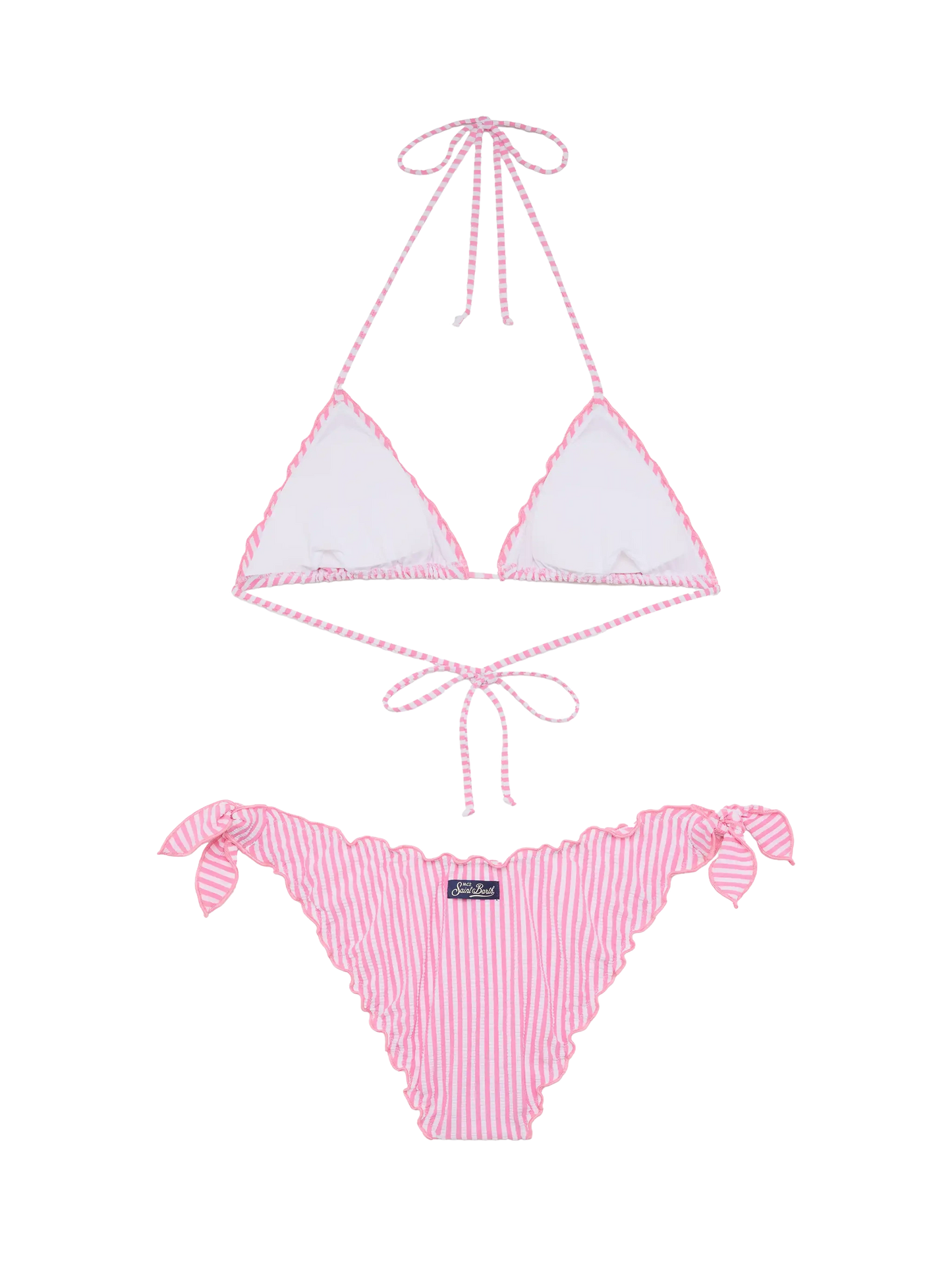 Klassischer Seersucker-Triangel-Bikini Sagittarius Moon mit Streifenprint