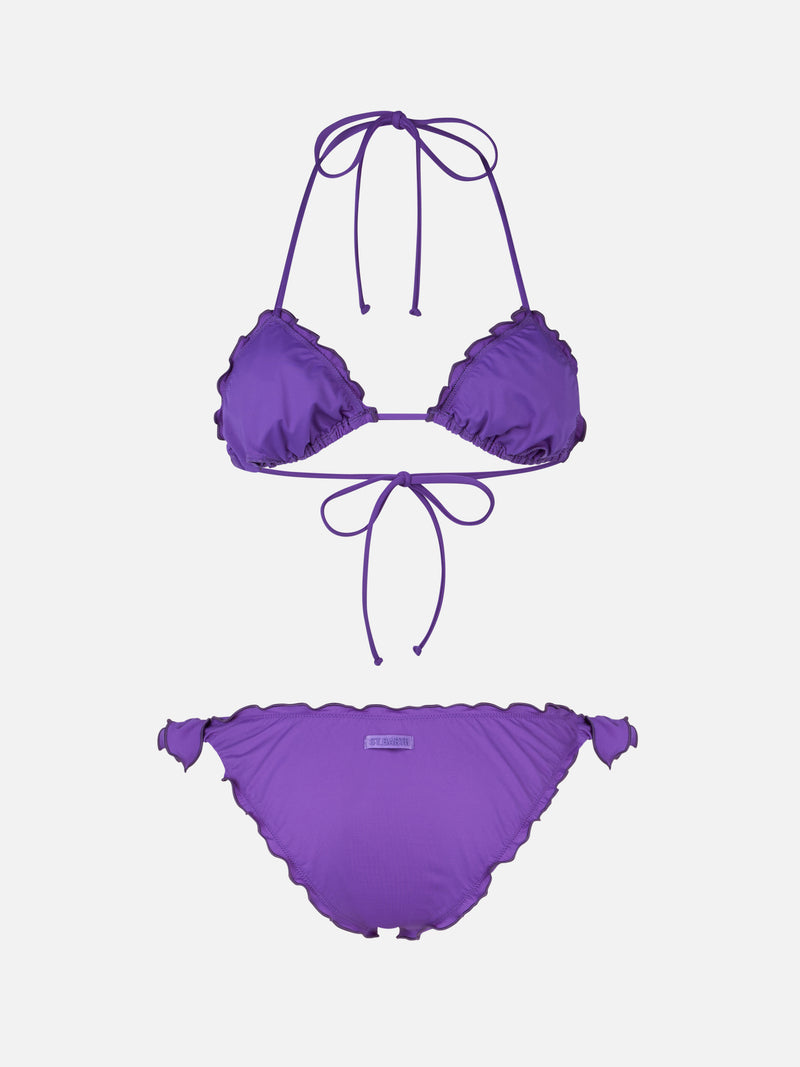 Woman purple classic triangle bikini Sagittarius Moon