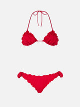 Damen roter klassischer Triangel-Bikini Schütze Mond