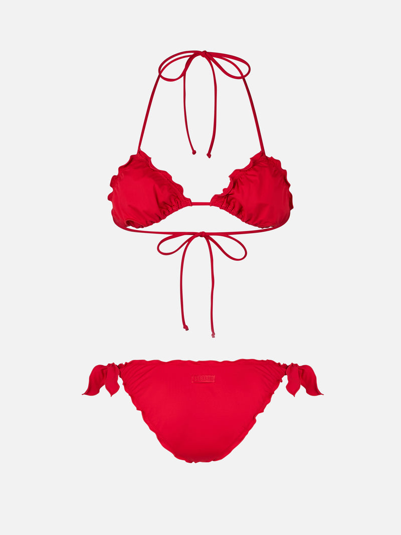 Damen roter klassischer Triangel-Bikini Schütze Mond