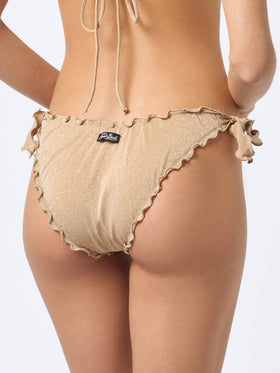 Woman gold lurex classic triangle beach top Sagittarius