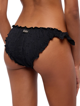 Klassische Badehose aus schwarzer Sangallo-Spitze „Moon“ – Klassisches Triangel-Top aus schwarzer Sangallo-Spitze „Sagittarius“