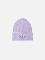 Woman lilac stretch wool hat Moss