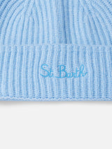 Woman light blue cashmere blend hat Moss