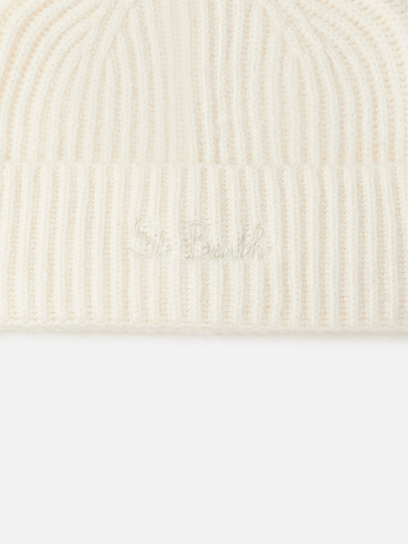 Woman white cashmere blend hat Moss