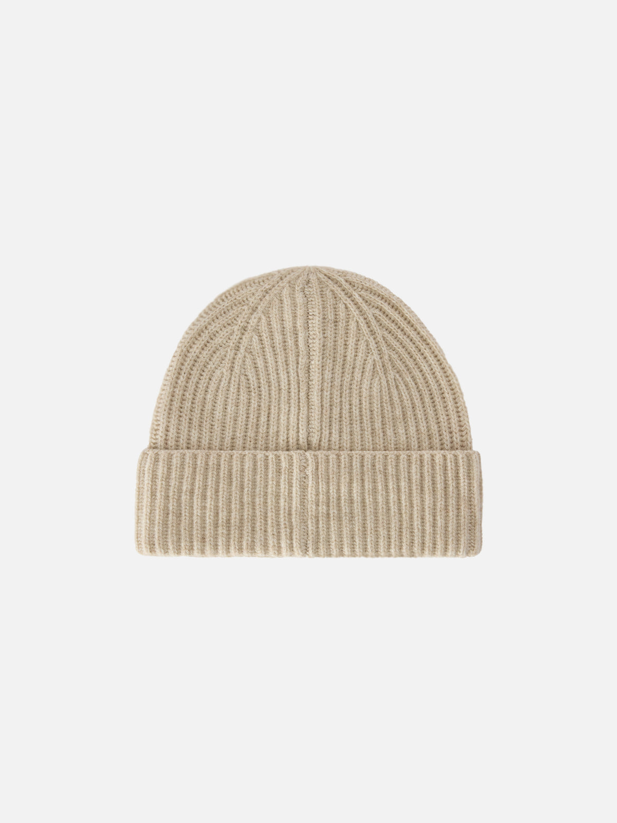 Gorro beanie de lana Beige Moss con bordado del logo 