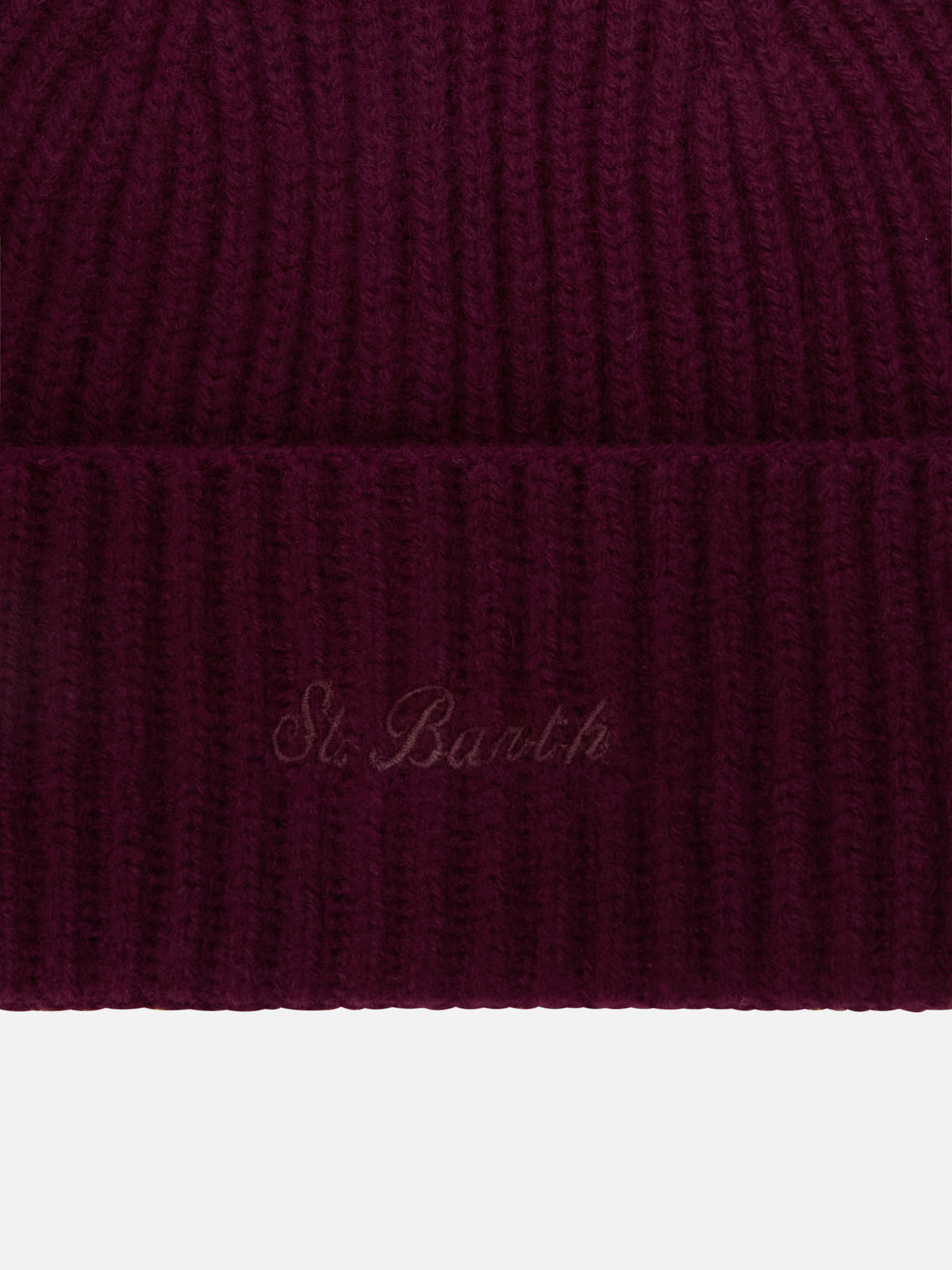 Aubergine Moss Woll-Beanie mit Logostickerei 