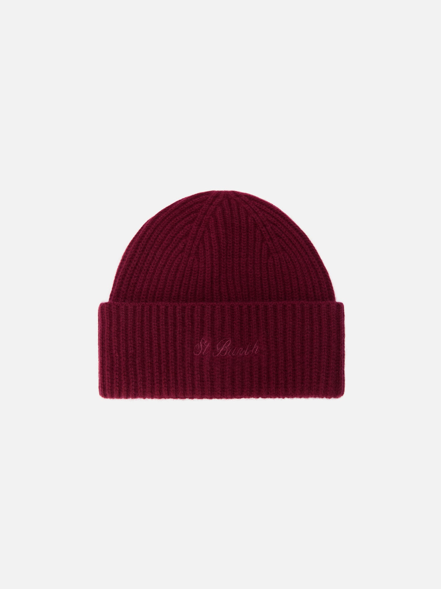 Moss Beanie in burgundy 100% WOOL with St. Barth embroidery