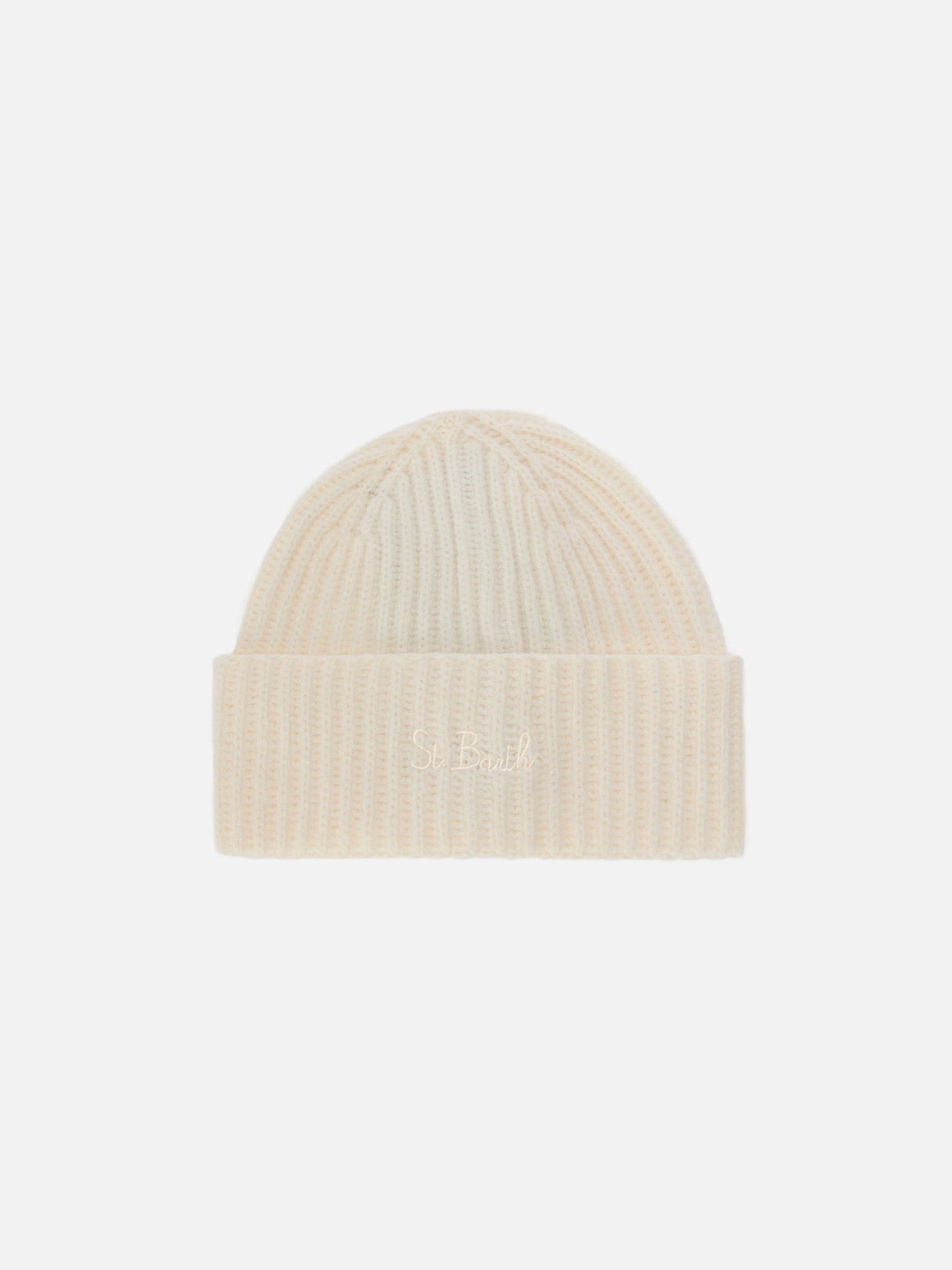 Moss Jr beanie in white 100% WOOL with St. Barth embroidery