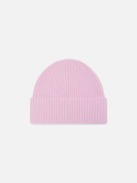 Pink Moss alpaca wool blend beanie with logo embroidery