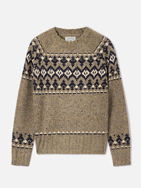 Maglia girocollo Merida in misto lana Donegal con motivo fair isle