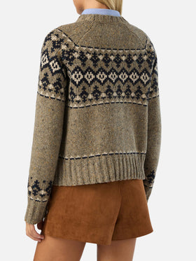 Maglia girocollo Merida in misto lana Donegal con motivo fair isle