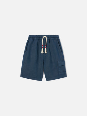 Bermuda Marseille Jr in lino blu