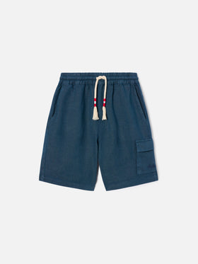 Bermuda Marseille Jr in lino blu