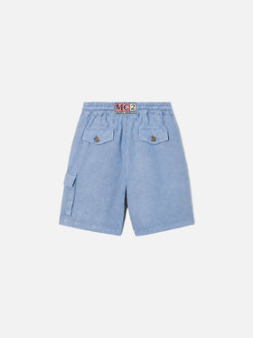 Bermudas Marseille Jr en chambray de denim claro 