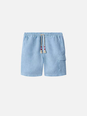 Light blue Marseille Jr shorts in linen