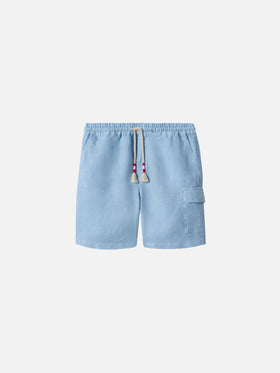 Marseille Jr light blue linen bemuda