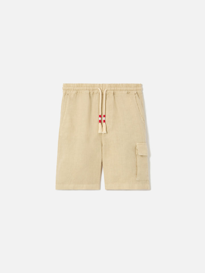 Shorts Marseille Jr in lino beige