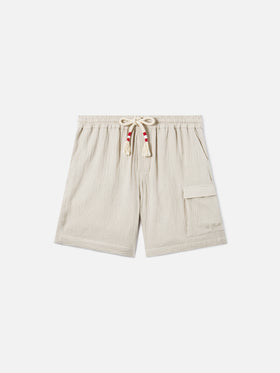 Bermuda Marseille in garza di puro cotone soft beige
