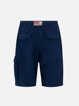Navy blue linen bermuda Marseille - MC2 Saint Barth