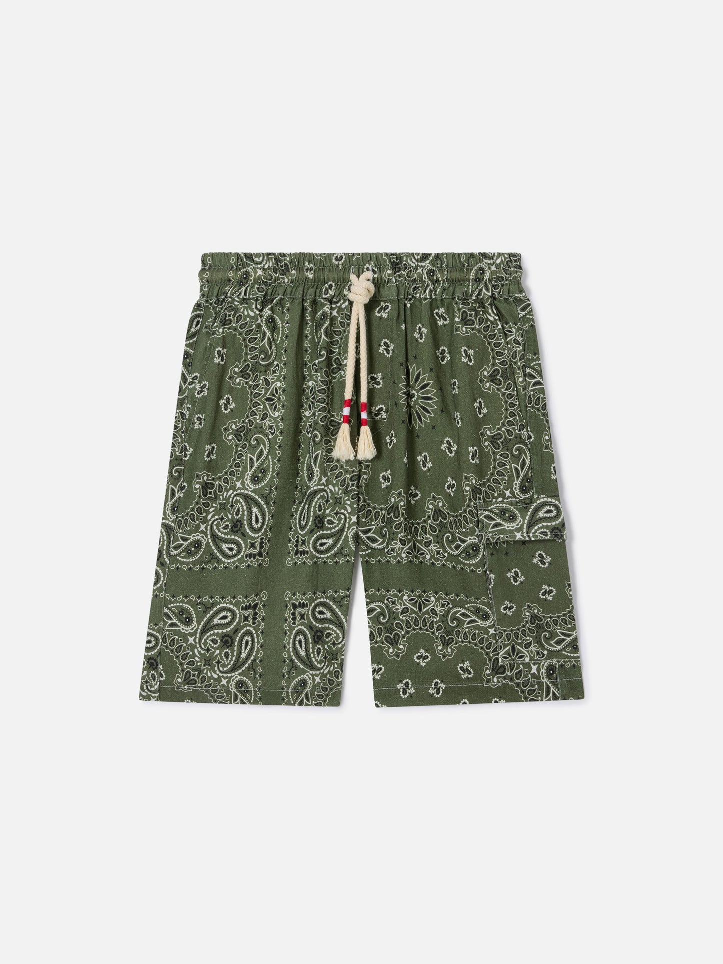 Bermuda en lin bandana vert militaire Marseille 