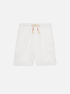 White Marseille bermuda shorts in pure linen