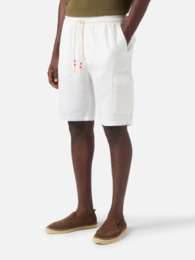 White Marseille bermuda shorts in pure linen