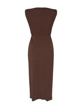 Marina brown sleeveless maxi dress