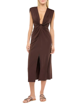 Marina brown sleeveless maxi dress