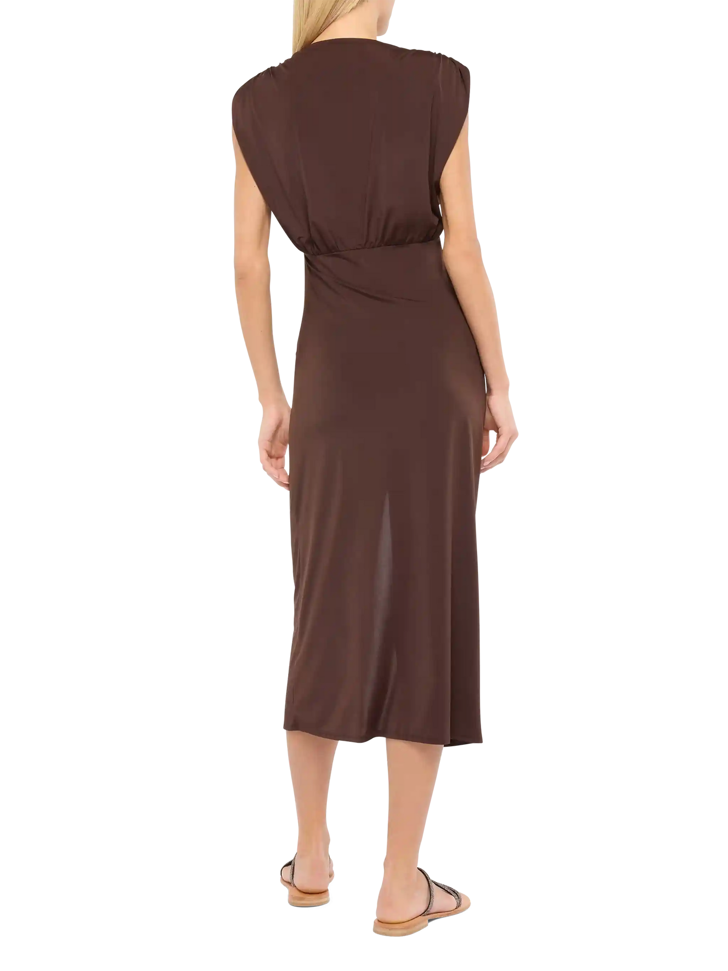 Marina brown sleeveless maxi dress