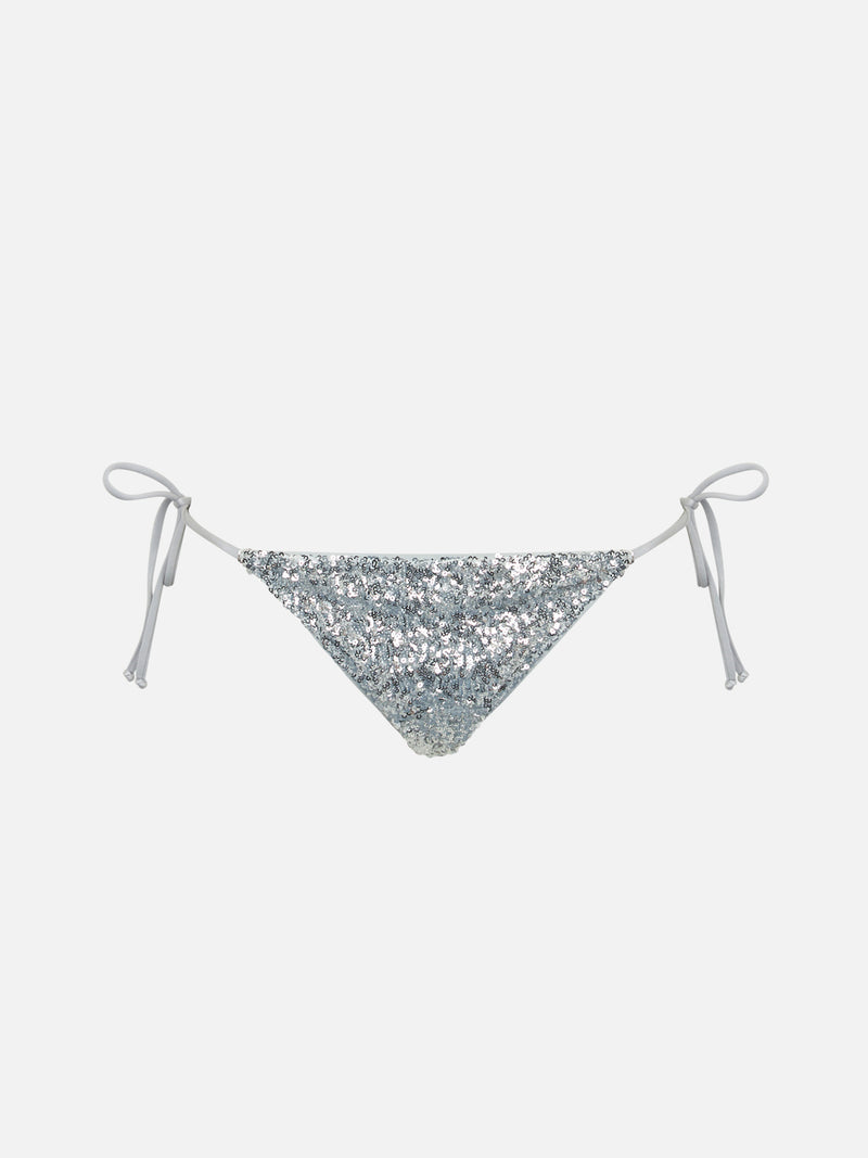 Bikini a triangolo paillettes argento da donna Leah Marielle