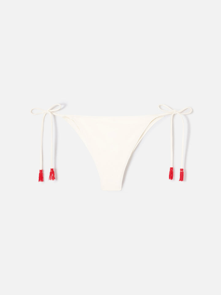 Paloma Marielle cremefarbenes Bikini mit Perlen und Quasten 