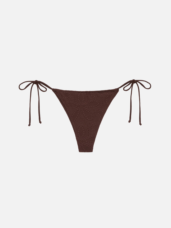 Marielle brown Sangallo lace classic swim briefs