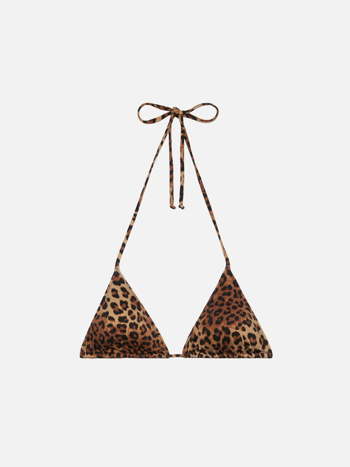 Leah top bikini triangolo con stampa animalier