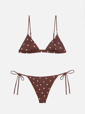Marielle classic swim briefs with polka dots print - Rylie triangle top with polka dots print - MC2 Saint Barth