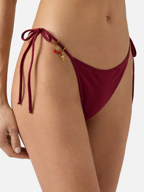 Leah Marielle red glossy finish bikini with charms