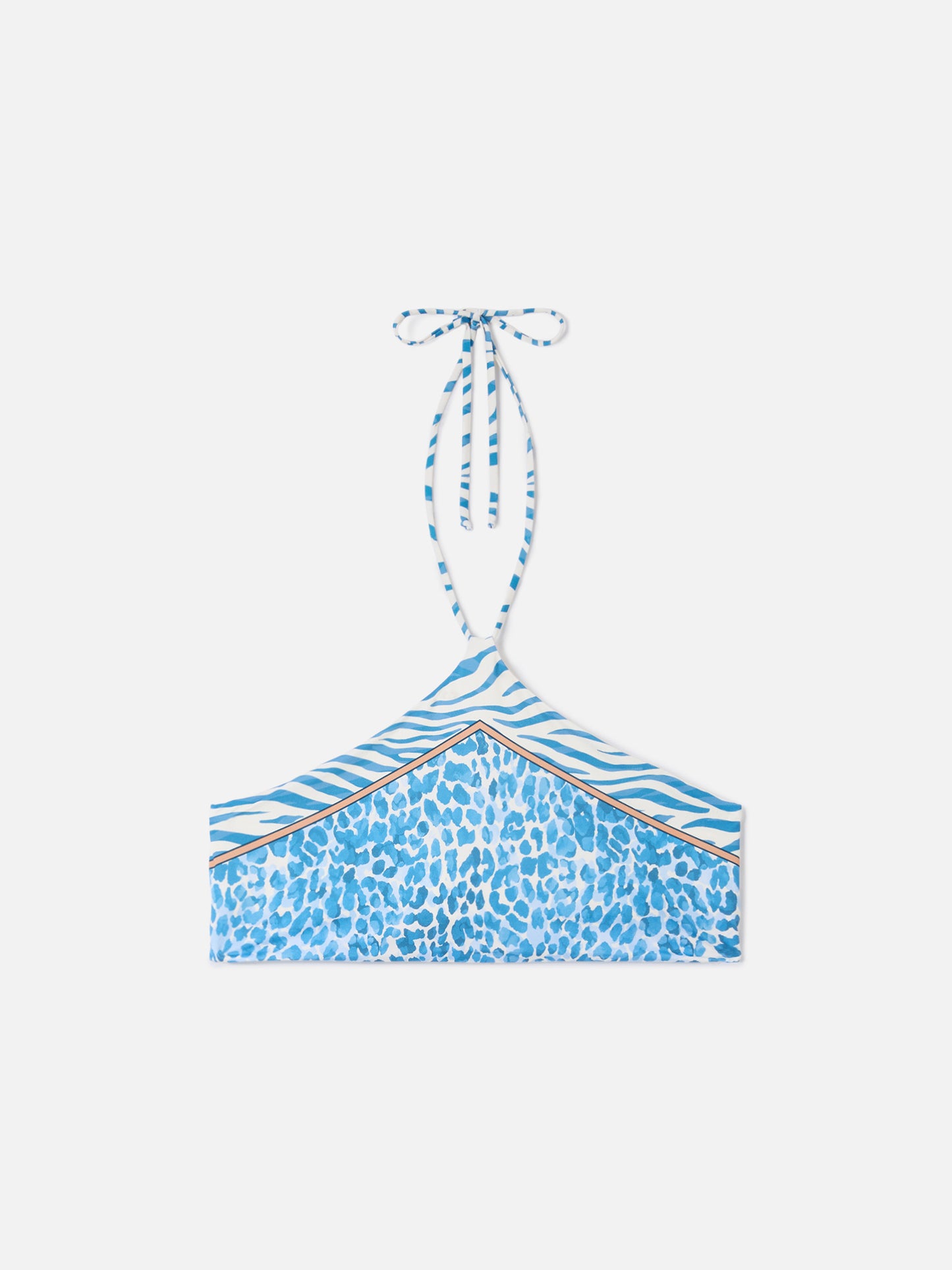 Top de bikini halter Nairobi con estampado localizado de animales safari 