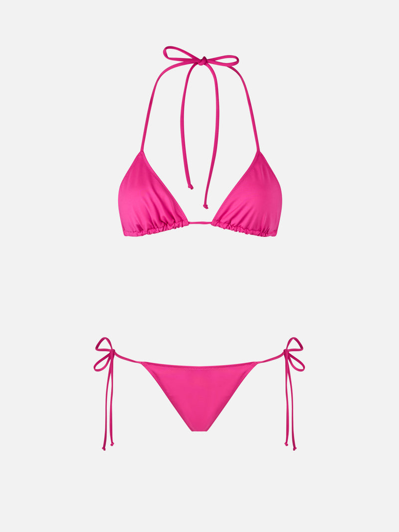 Woman fuchsia triangle bikini Leah Marielle