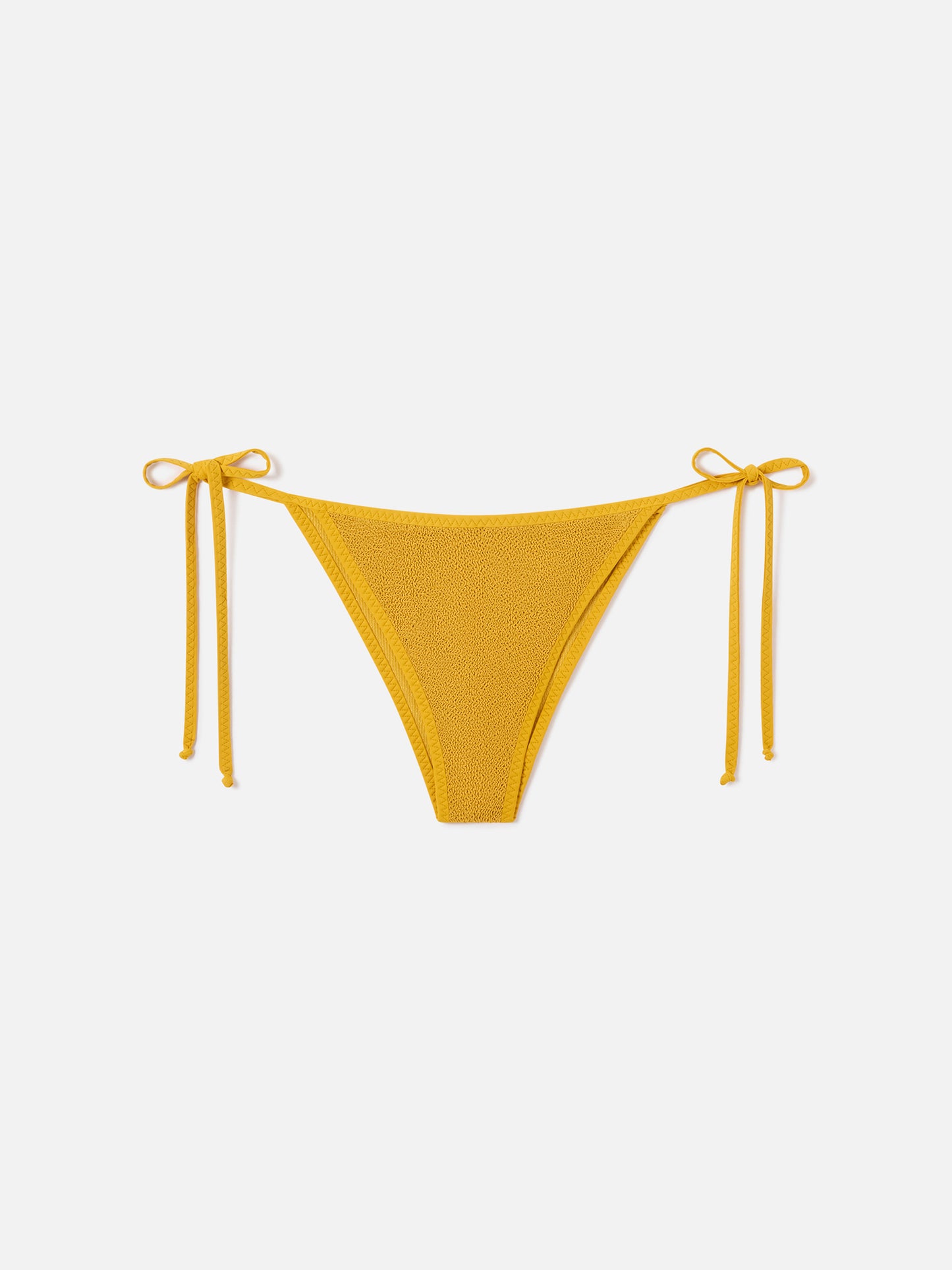 Braguita de bikini con lazos Marielle de tejido crinkle color ocre 
