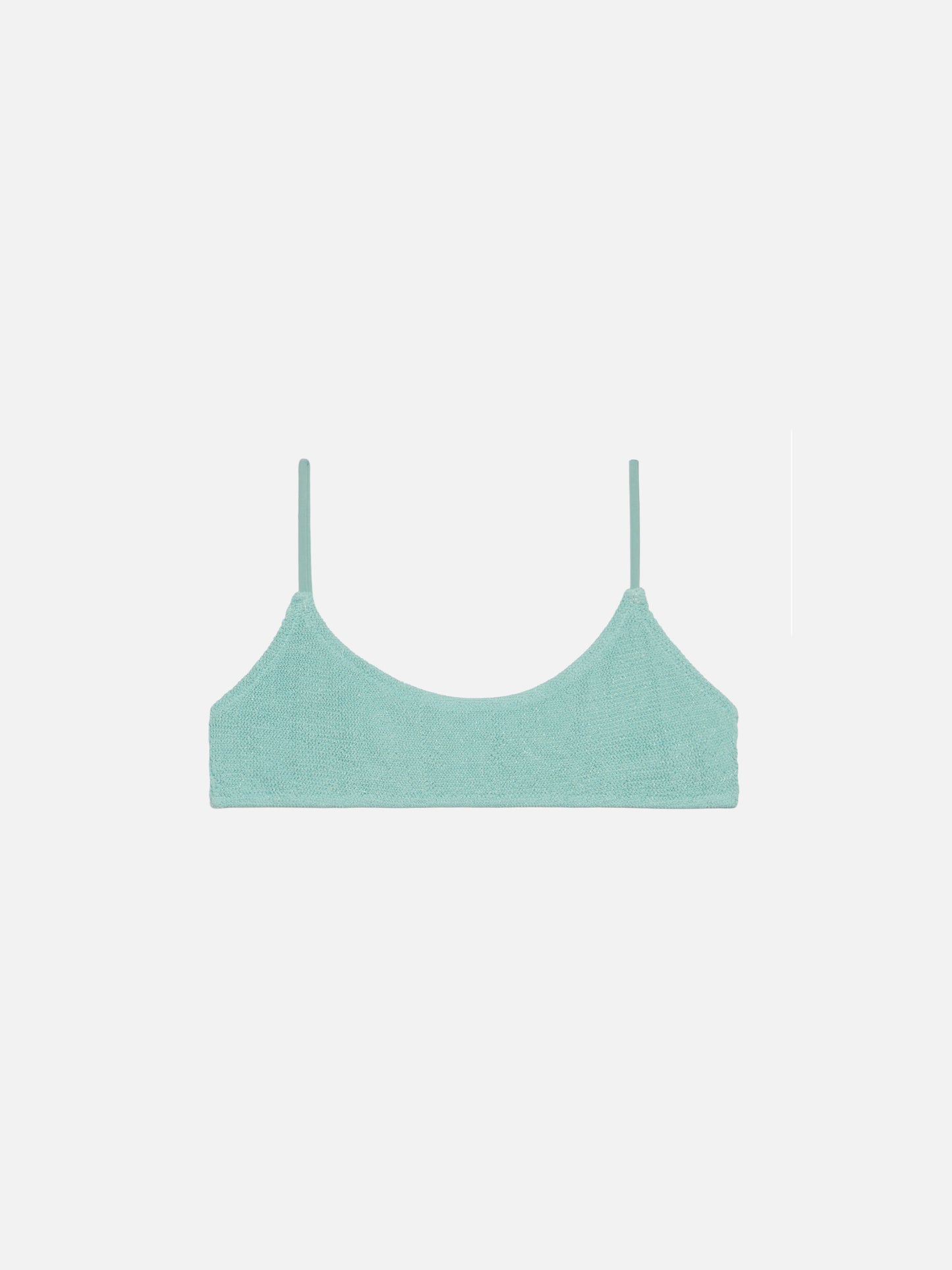 Judy – Crinkle-Bralette-Oberteil aus Lurex in Salbeigrün