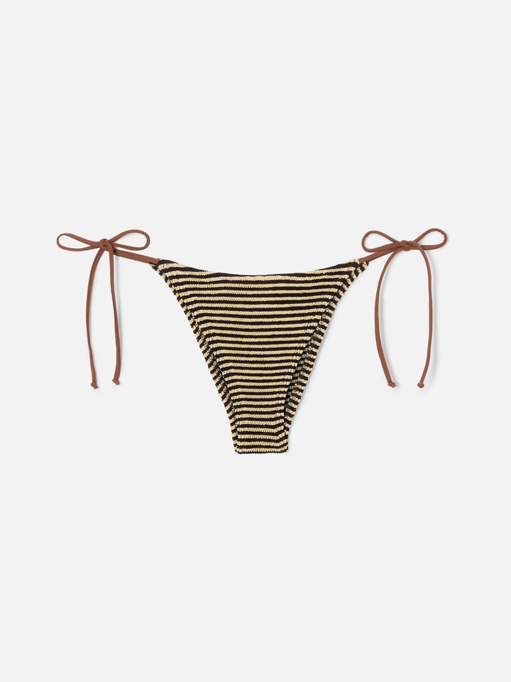 Marielle brazilian bikini bottoms in striped crinkle fabric