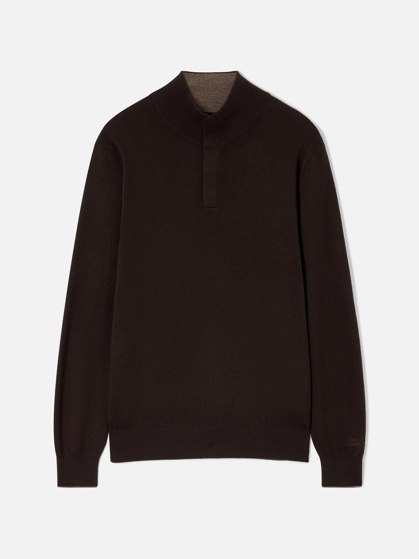 Collo alto Marlow in Merino e cashmere marrone