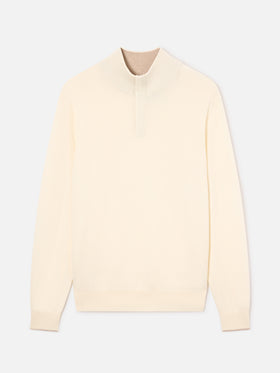 Punto Marlow en mezcla de lana y cachemira color off white con cuello alto 