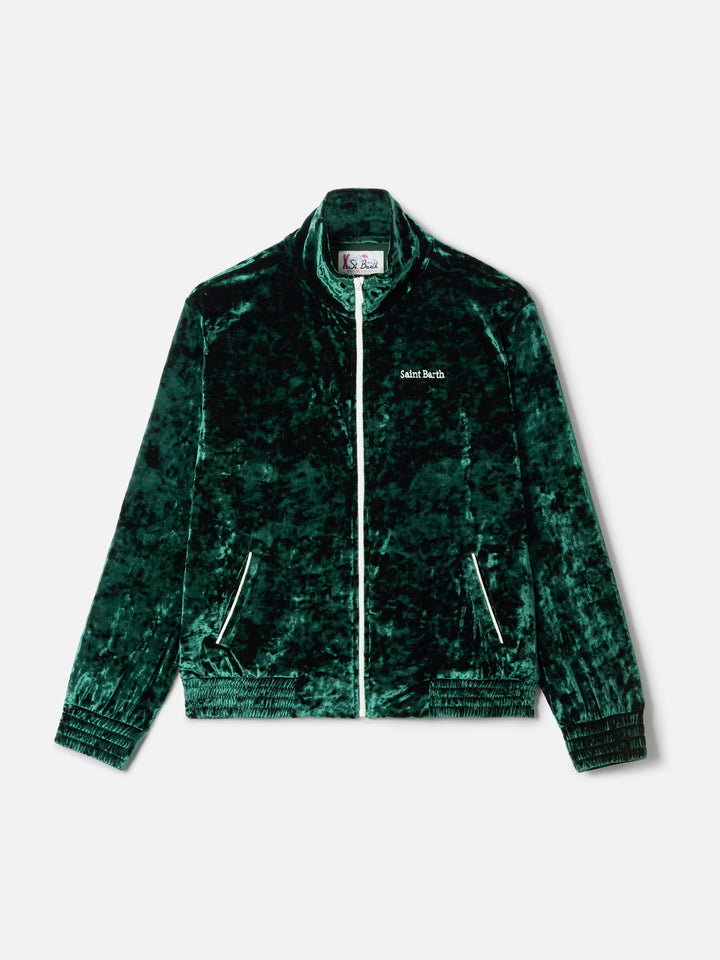 Miriam grünes Chenille-Sweatshirt mit Stickerei 