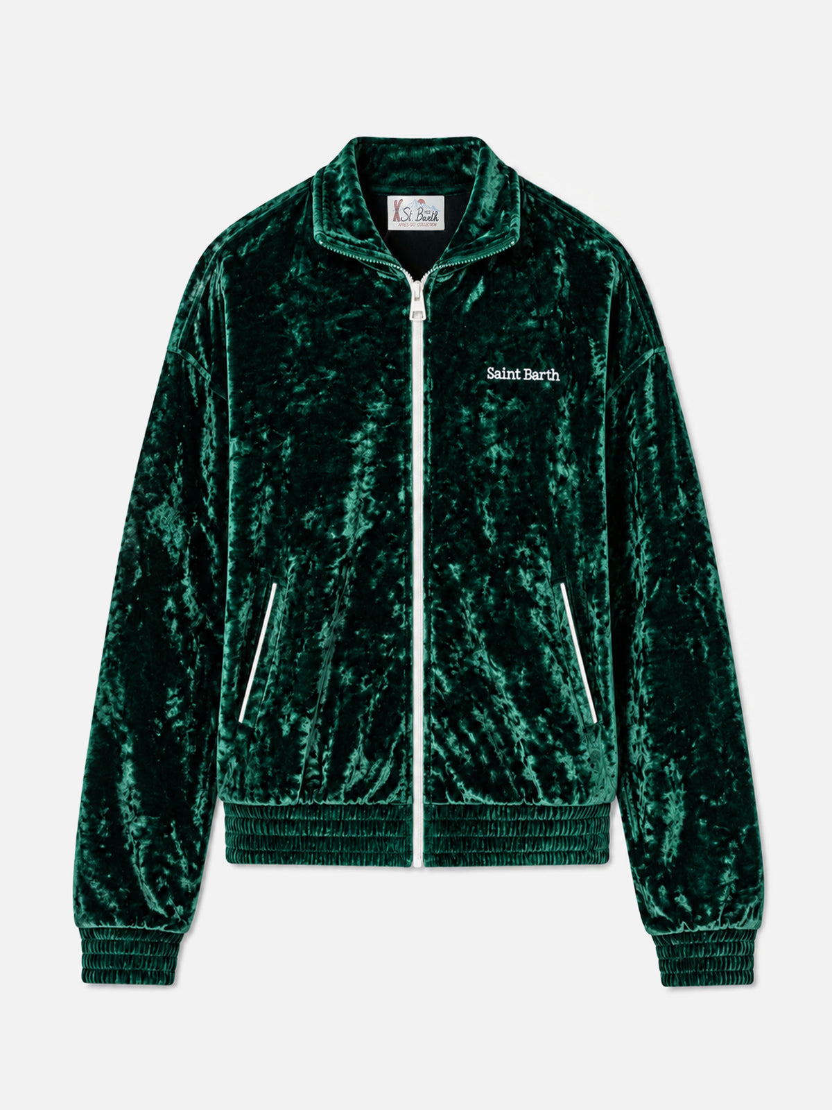 Miriam grünes Chenille-Sweatshirt mit Stickerei 
