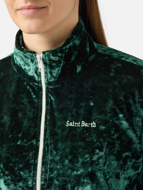 Sweat-shirt Miriam vert en chenille avec broderie 