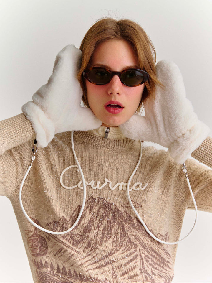 Off white Muffy faux fur mittens