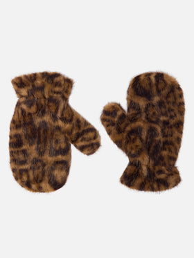 Muffy Gloves in beige faux fur